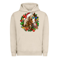Pigment French Oak horse christmas wreath Urban Hoodie - CowGirlArtShop