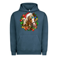Pigment Midnight Navy horse christmas wreath Urban Hoodie - CowGirlArtShop