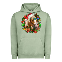 Pigment Oil Green horse christmas wreath Urban Hoodie - CowGirlArtShop