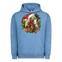 Pigment Pebble Blue horse christmas wreath Urban Hoodie - CowGirlArtShop
