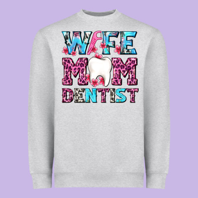 Wife Mom Dentist With Tooth And Floss Heavyweight Sweatshirt Designed By Adodesignshop