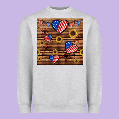 4th Of July Hearts Seamless Pattern Heavyweight Sweatshirt Designed By Bundleandbundleshop