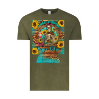 Vintage Olive i hate everyone but coffee helps western skeleton coffee sunflowers 12 Vintage Tee - Artiststas