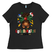 Black educational coordinator life afro messy bun Ladies Tee - texasbilliewilder