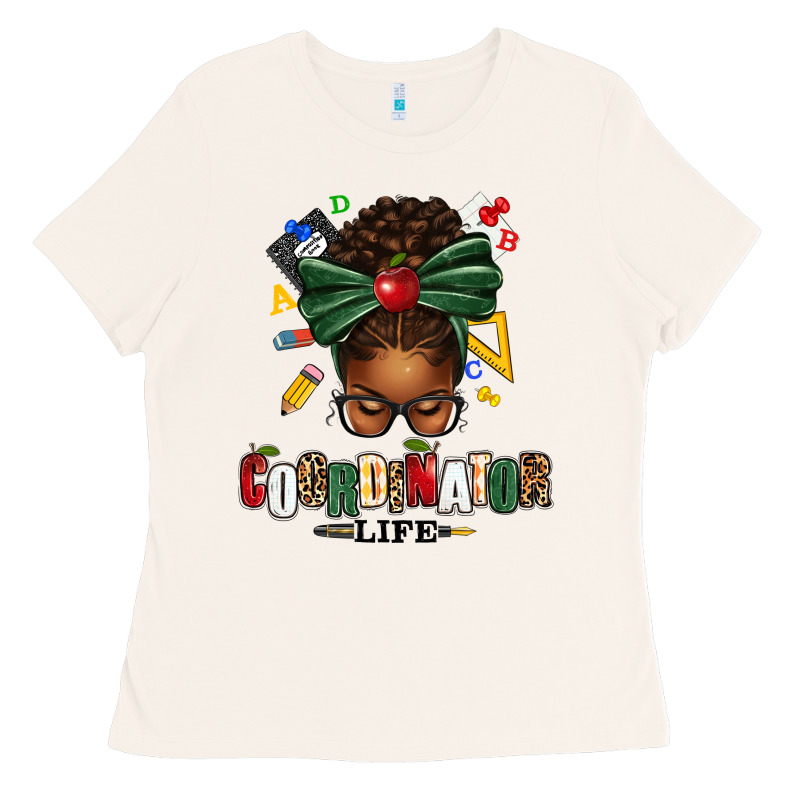 Educational Coordinator Life Afro Messy Bun Ladies Tee by texasbilliewilder | Teevron