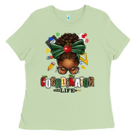 Matcha educational coordinator life afro messy bun Ladies Tee - texasbilliewilder