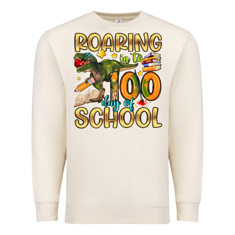 Roaring In To 100 Day Of School Premium Sweatshirt by Artiststas | Teevron