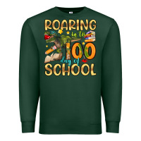 Sports Green roaring in to 100 day of school Premium Sweatshirt - Artiststas
