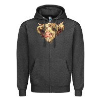 Charcoal Heather scottish cow Zipper Hoodie - NancyCooperArtShop