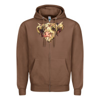 Chestnut scottish cow Zipper Hoodie - NancyCooperArtShop