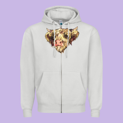 Scottish Cow Zipper Hoodie Designed By Nancycooperartshop