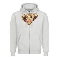 Dove Grey scottish cow Zipper Hoodie - NancyCooperArtShop