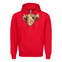 Red scottish cow Zipper Hoodie - NancyCooperArtShop