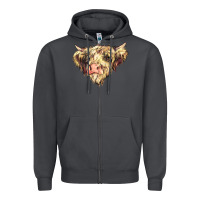 Smoke scottish cow Zipper Hoodie - NancyCooperArtShop