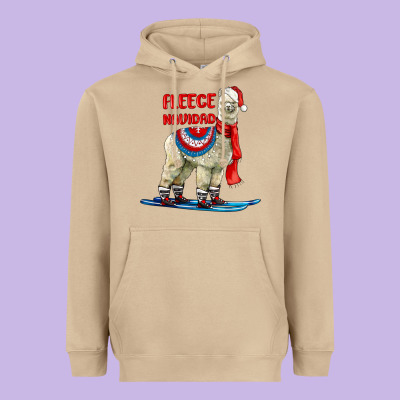 Fleece Navidad Alpaca Heavyweight Hoodie Designed By Lillyallendesigns