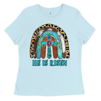 Baby Blue He Is Risen Ladies Tee - RanaPortraitStore
