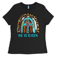 Black He Is Risen Ladies Tee - RanaPortraitStore