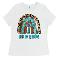 White He Is Risen Ladies Tee - RanaPortraitStore