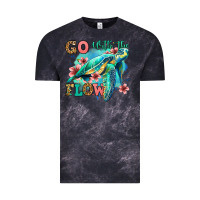 Cloud Black go with the flow floral turtle Vintage Tee - Jasminsmagicworld