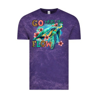 Cloud Purple go with the flow floral turtle Vintage Tee - Jasminsmagicworld
