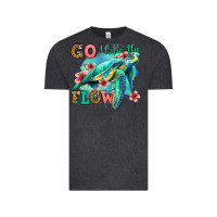 Vintage Black go with the flow floral turtle Vintage Tee - Jasminsmagicworld