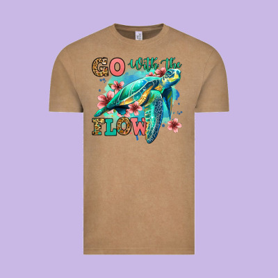 Go With The Flow Floral Turtle Vintage Tee Designed By Jasminsmagicworld