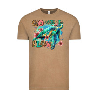 Vintage Coffee go with the flow floral turtle Vintage Tee - Jasminsmagicworld