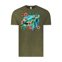 Vintage Olive go with the flow floral turtle Vintage Tee - Jasminsmagicworld