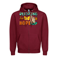 Burgundy rejoicing in hope Zipper Hoodie - NancyCooperArtShop