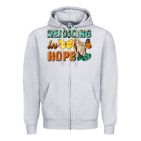 Heather Grey rejoicing in hope Zipper Hoodie - NancyCooperArtShop