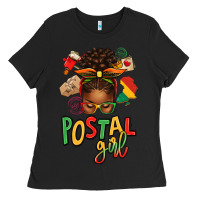 Black juneteenth afro messy bun postal girl Ladies Tee - texasbilliewilder