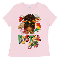 Bubblegum Pink juneteenth afro messy bun postal girl Ladies Tee - texasbilliewilder