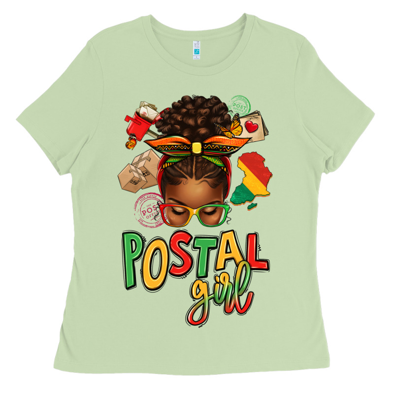 Juneteenth Afro Messy Bun Postal Girl Ladies Tee by texasbilliewilder | Teevron