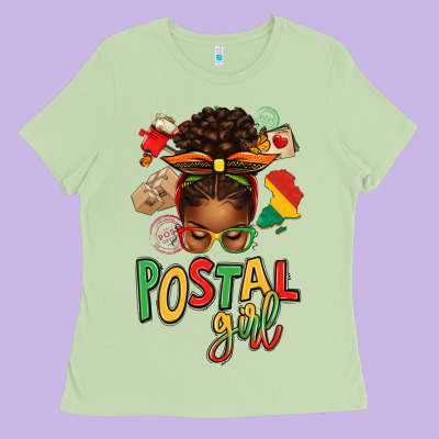 Juneteenth Afro Messy Bun Postal Girl Ladies Tee Designed By Texasbilliewilder