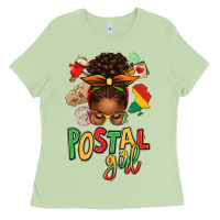 Matcha juneteenth afro messy bun postal girl Ladies Tee - texasbilliewilder