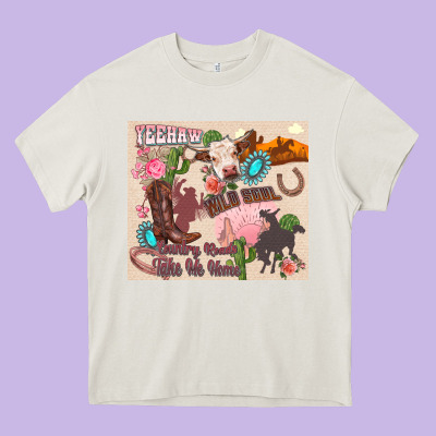 Yeehaw Western Heavy Core Tee Designed By Zillion Design Studio