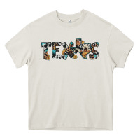 Cream texas sunflower cowhide leopard texas map Heavy Core Tee - Artiststas
