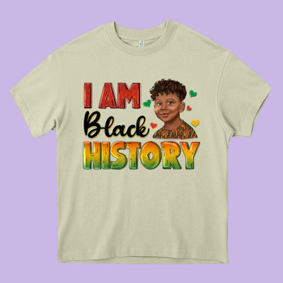 I Am Black History With Afro Black Boy Heavy Core Tee Designed By Texasbilliewilder