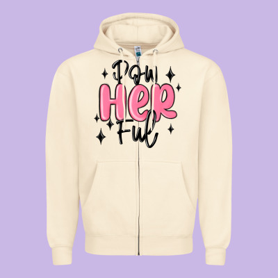 Powherful Zipper Hoodie Designed By Maliassmallbusiness