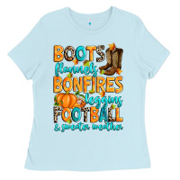 Baby Blue Boots flannels bonfires leggins American Football Ladies Tee - RanaPortraitStore