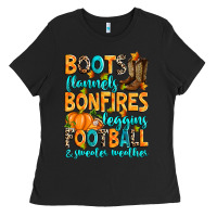 Black Boots flannels bonfires leggins American Football Ladies Tee - RanaPortraitStore
