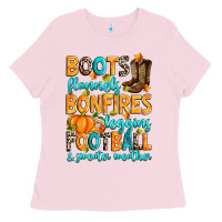 Boots Flannels Bonfires Leggins American Football Ladies Tee | Teevron