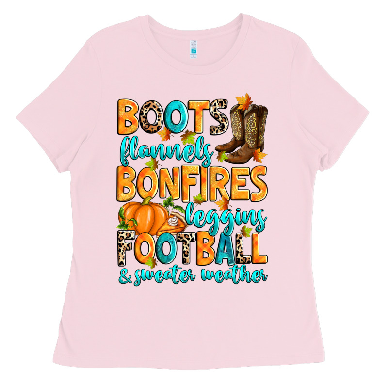 Boots Flannels Bonfires Leggins American Football Ladies Tee by RanaPortraitStore | Teevron
