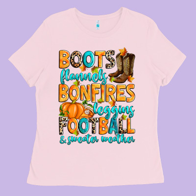 Ladies Tee Boots flannels bonfires leggins American Football
