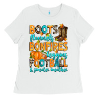 White Boots flannels bonfires leggins American Football Ladies Tee - RanaPortraitStore