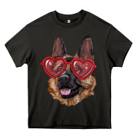 Asphalt German shepherd with love glasses Heavy Core Tee - RanaPortraitStore