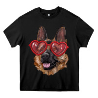 Black German shepherd with love glasses Heavy Core Tee - RanaPortraitStore