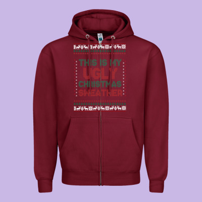 This Is My Ugly Christmas Zipper Hoodie Designed By Maliassmallbusiness