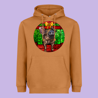 Christmas Pig Heavyweight Hoodie Designed By Lillyallendesigns