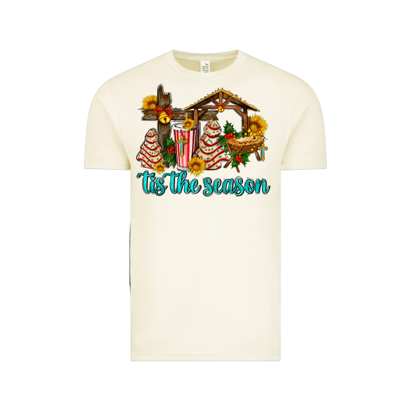 Tis The Seasin With Christmas Cake Abd Jesus Vintage Tee by AdoDesignShop | Teevron